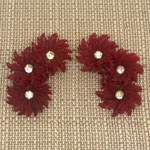 1980’s statement deep red poinsettia’s surprisingly light weight earrings